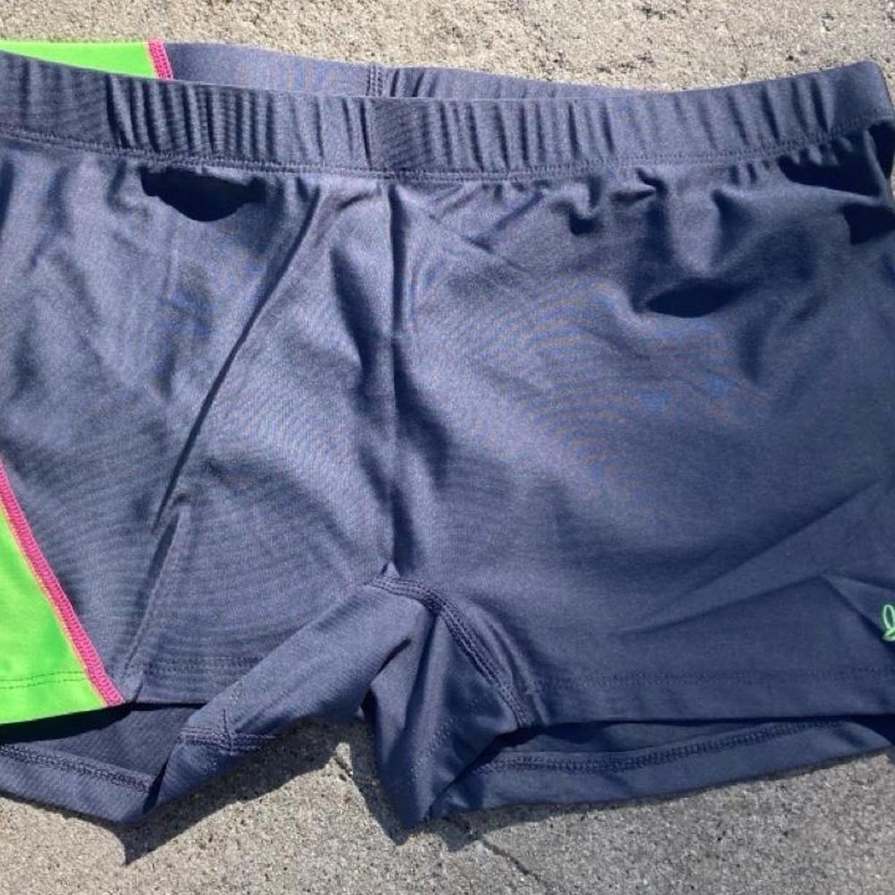 Intensity by GORP gray & green spandex shorts with neon green & pink bike shorts